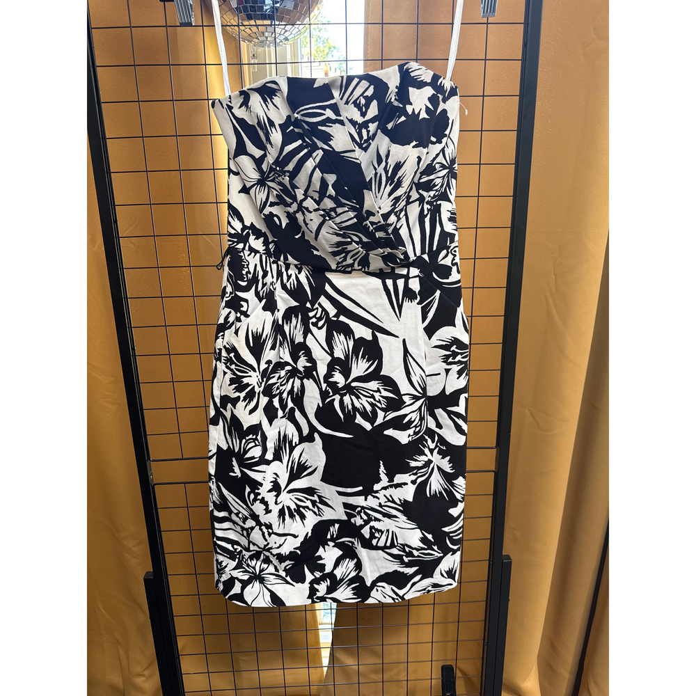 White House Black Market Black and White Floral Strapless Dress